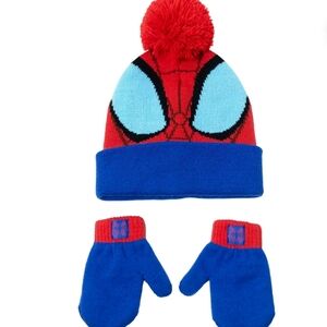 B2G1F- Marvel Spidey Character Toddler Cosplay Beanie and Mitten, 3-Piece Set